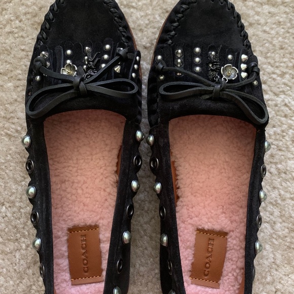COACH Roccasin Embellished Glitter Suede Slip on - Picture 2 of 7